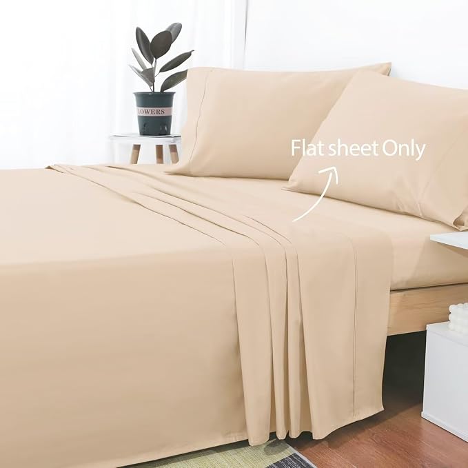 2-Pack Cotton TwinXL Flat Sheet Only, 600 Thread Count 100% Egyptian Cotton Top - Image 2