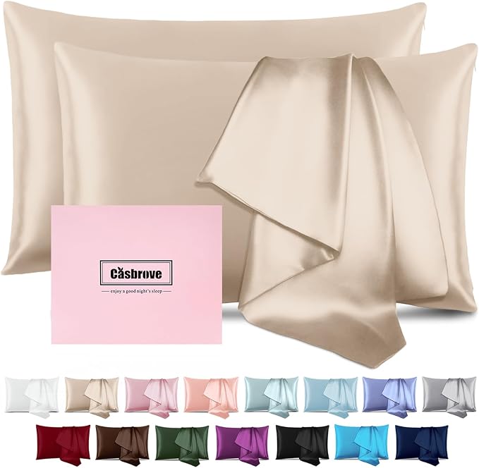 Silk Pillow Cases 2 Pack Mulberry Silk Pillowcases Soft Breathable Both Sided by Casbrove