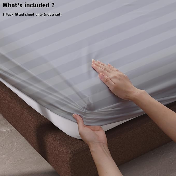 100% Egyptian Cotton Fitted Sheet King Size, 600 Thread Count, Single Fitted - Image 4