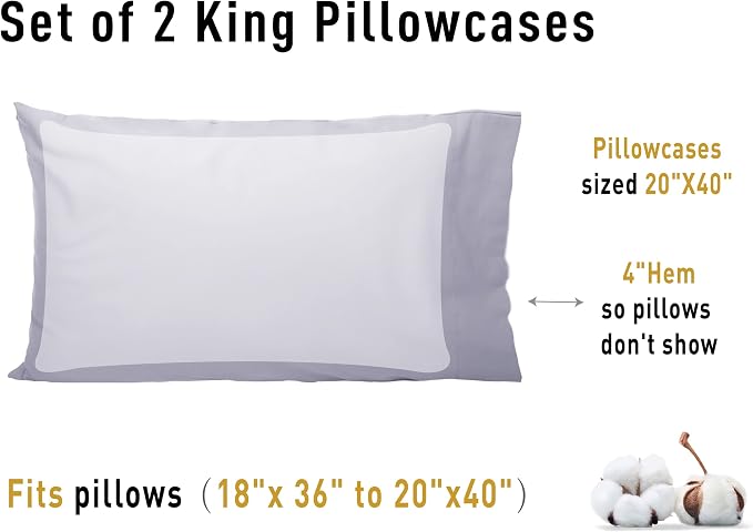 Sunflower King Pillowcases Set of 2, 100% Cotton King Size Pillow Cases 2 - Image 8