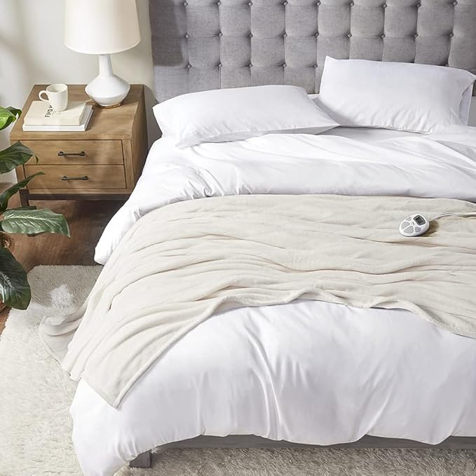 Serta Luxuriously Soft Plush Electric Blanket Fast Heating Cozy Cover, Safety by Serta