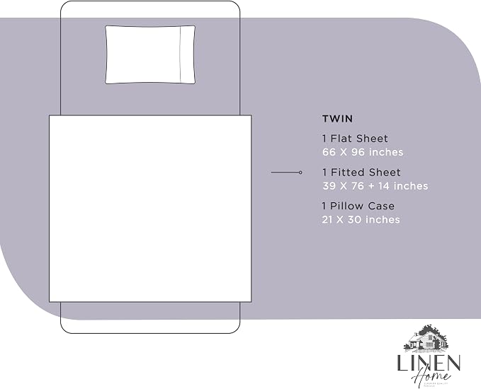Linen Home 100% Cotton Percale Sheets Twin Size, Prelude Purple, Deep Pocket - Image 6
