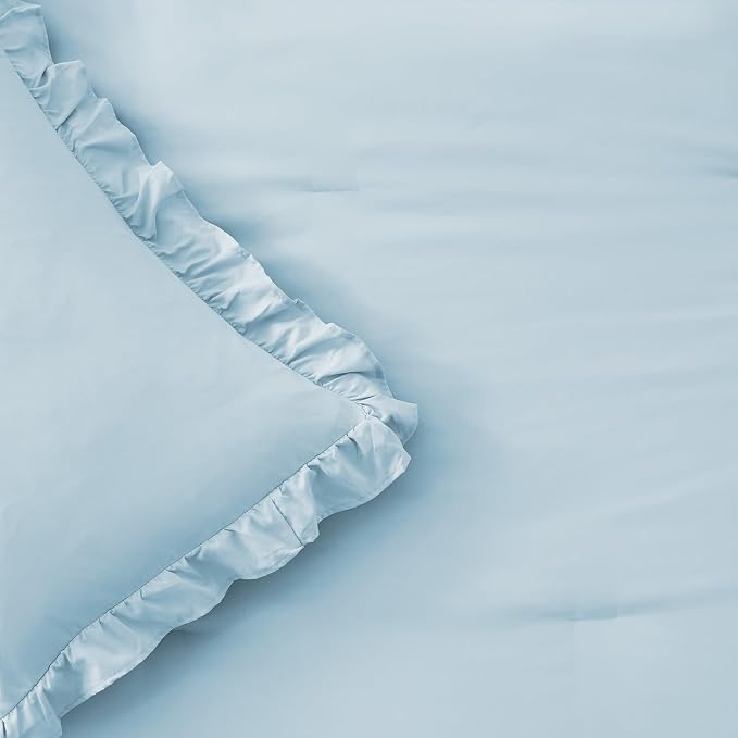 FUANNA Full Size Comforter Sets Light Blue, 3 Pieces Ruffle Full Size Bedding - Image 8
