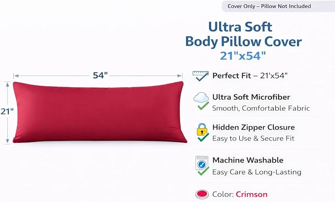 Evolive Ultra Soft Microfiber Body Pillow Cover/Pillowcases 21"x54" - Image 2