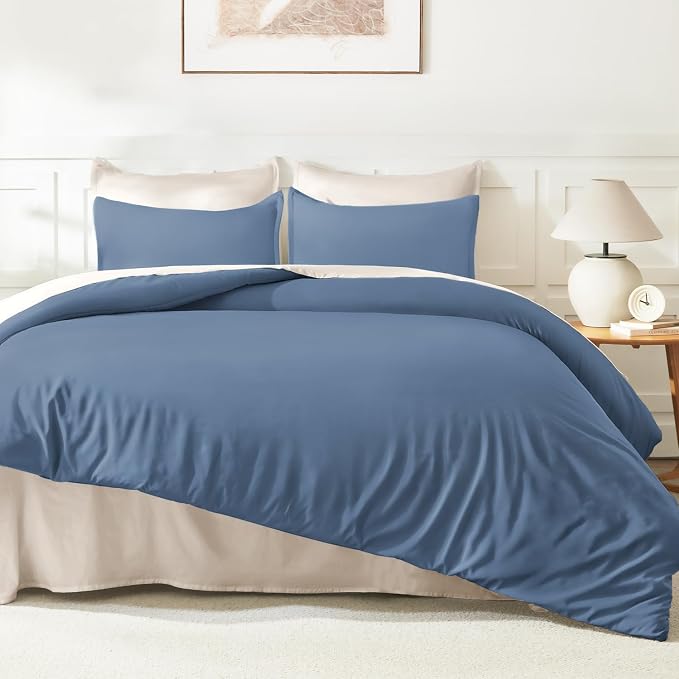 Litanika Haze Blue Comforter King Size, 3 Pieces Lightweight Solid Bedding - Image 6