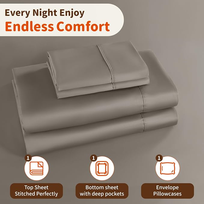 LBRO2M 1000 Thread Count 100% Egyptian Cotton Sheets Set Twin XL, 3 Piece Sets - Image 5