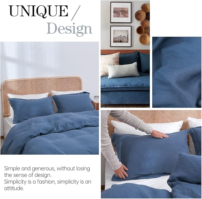 Simple&Opulence 100% Linen Duvet Cover Set 3pcs Basic Style Natural French - Image 5