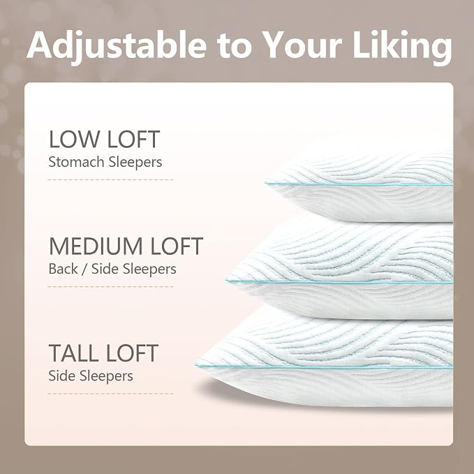 Pillows King Size Set of 2 Cooling Memory Foam Pillows - Image 5