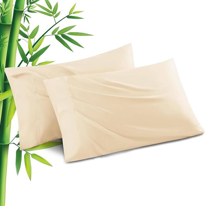 Pillowcases Standard Size 2 Pack, Cooling Viscose from Bamboo Pillow Cases by JamRest