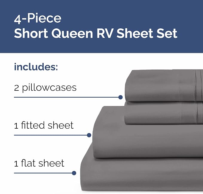 Short Queen Size 4 Piece Sheet Set - Image 2