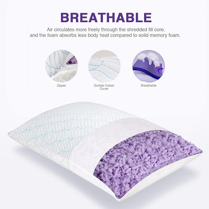 WISHSMILE Cooling Shredded Memory Foam Pillows - Image 8