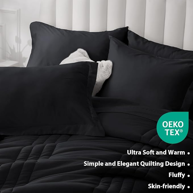 Queen Comforter Set Black - Image 6
