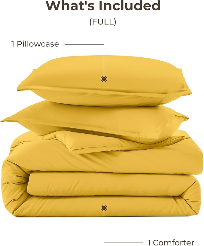 Litanika Mustard Yellow Comforter Set Full Size, 3 Pieces Lightweight Solid - Image 7