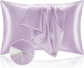 BEDELITE Satin Pillowcase with Zipper, Lavender Pillow Cases Queen Size Set of 2 by BEDELITE