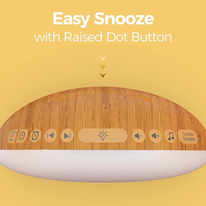 REACHER Wood Grain Sunrise Alarm Clock and Sound Machine Nightlight, Digital - Image 7