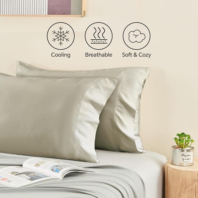 BEDELITE Linen Pillow Cases Queen Size Set of 2, Rayon Derived from - Image 4