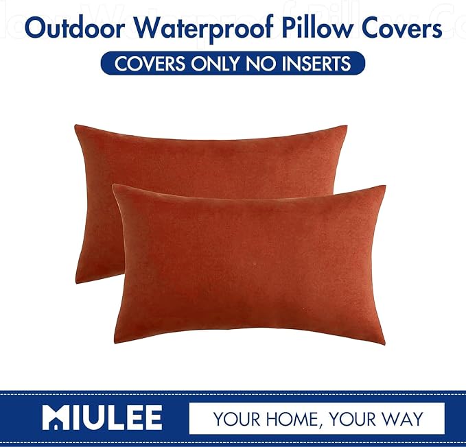 MIULEE Pack of 2 Decorative Outdoor Solid Waterproof Throw Pillow Covers Faux - Image 6