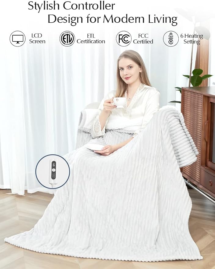 SNUGSUN Heated Blanket Throw Size, Soft and Cozy Electric Heating Blanket - Image 6