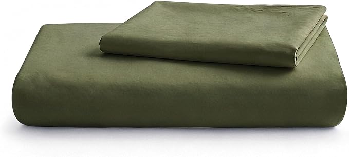 LOVQUE Olive Green Cotton Duvet Cover Twin Size, Linen Like Natural Bedding Set - Image 7