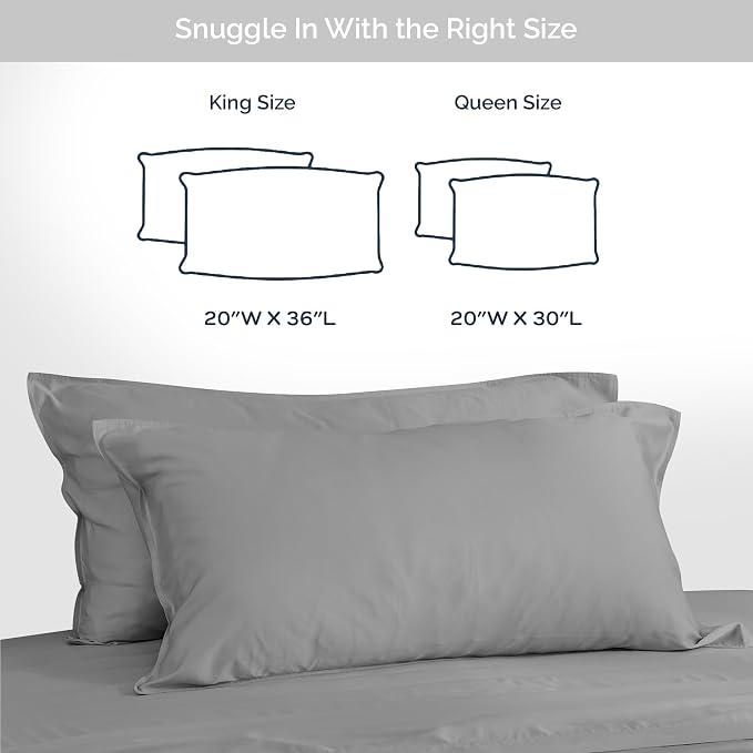 Pillow Cases Queen Size Set of 2 Pillowcases 100% Viscose Derived from Bamboo - Image 6
