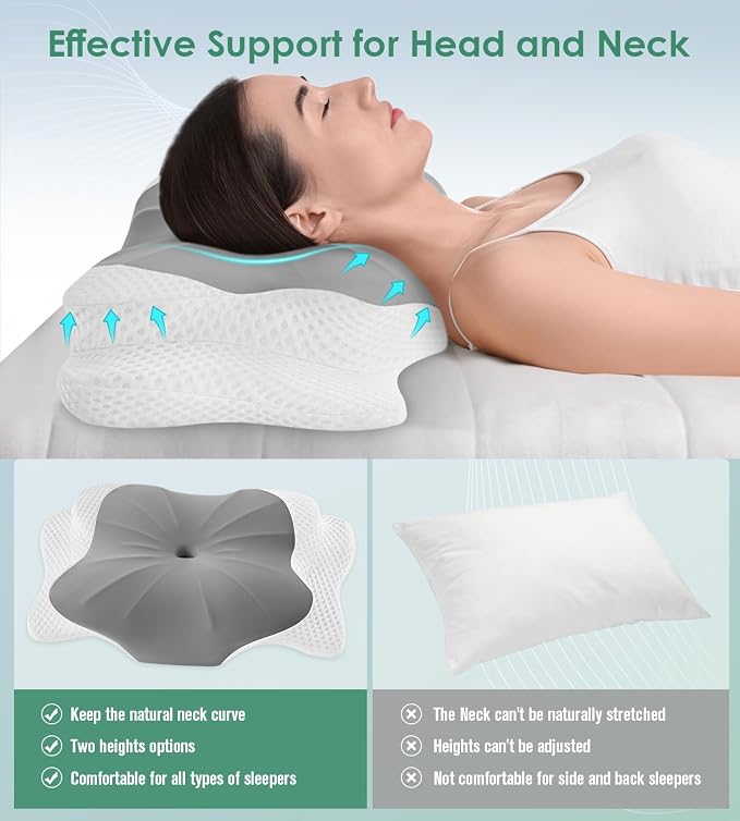DONAMA Cervical Pillow for Sleeping, Contour Memory Foam Pillow for Neck and - Image 5
