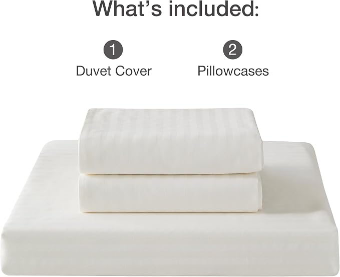 JELLYMONI 100% Natural Cotton 3pcs Striped Duvet Cover Sets, Satin Striped - Image 8