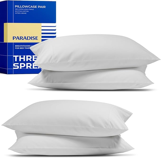 Thread Spread 100% Egyptian Cotton King Size Pillow Cases Set of 4 by THREADSPREAD