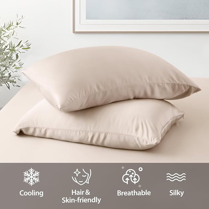 4 Pack Cooling Pillow Cases, Viscose Derived from Bamboo Pillow Protectors King - Image 5