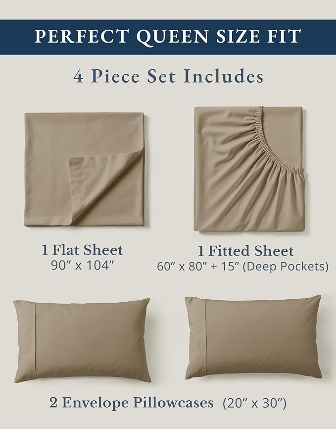 LANE LINEN 100% Organic Cotton Sheets Set Pure Long- Staple Percale Weave - Image 4