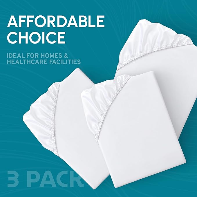 White Classic Fitted Hospital Bed Sheets Set of 3, Cotton Fitted Sheet - Image 6
