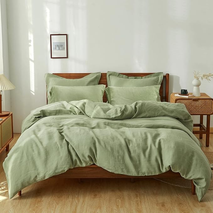 Simple&Opulence 100% Washed Linen Duvet Cover Set 5pcs Basic Style Natural by SimpleOpulence