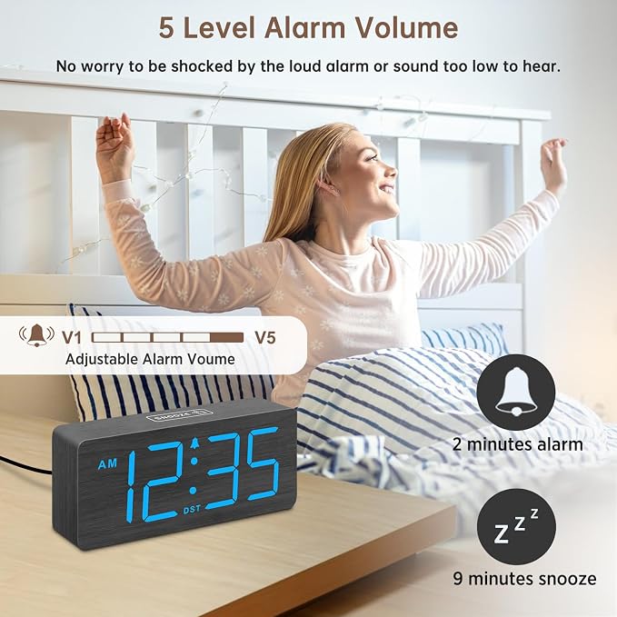 DreamSky Wooden Digital Alarm Clock - Image 3
