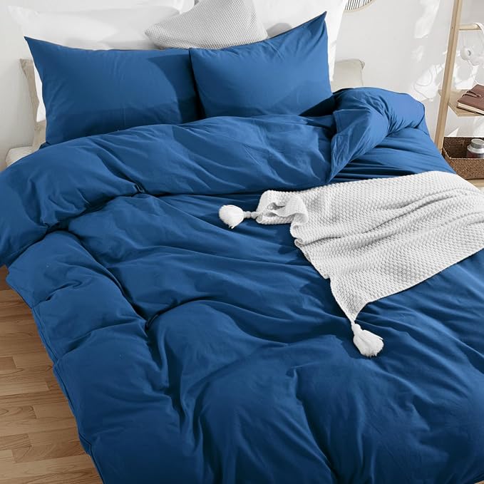 NEXHOME PRO Duvet Cover Set 100% Washed Cotton Oversized King 120"x98" Linen - Image 8