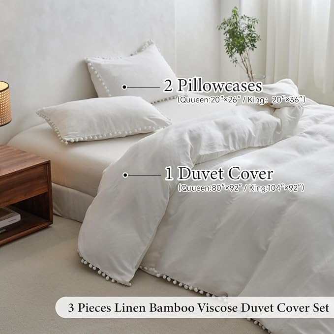 Simple&Opulence French Linen Blended Duvet Cover King, Flax Viscose Derived - Image 6