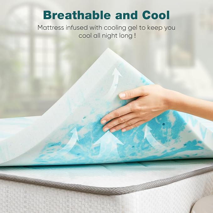 Sweetcrispy Mattress Topper Twin XL, 4 Inch Thick Memory Foam Gel Infused - Image 3