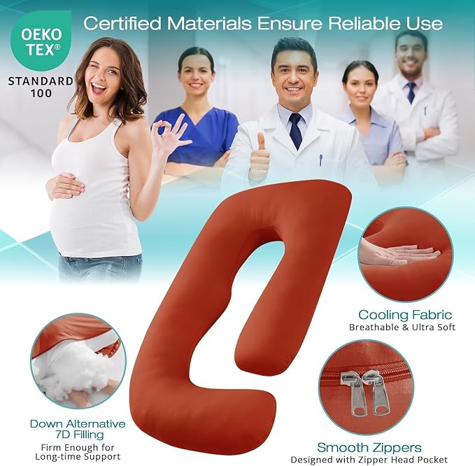 Sasttie Pregnancy Pillows for Sleeping, Jumbo U Shaped Cooling Full Body Pillow - Image 3