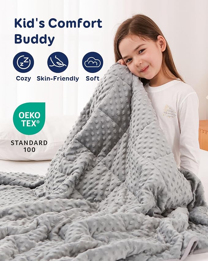 Kivik 3 lbs Weighted Blanket, Cooling Soft Minky Dotted Heavy Blankets Throw - Image 3