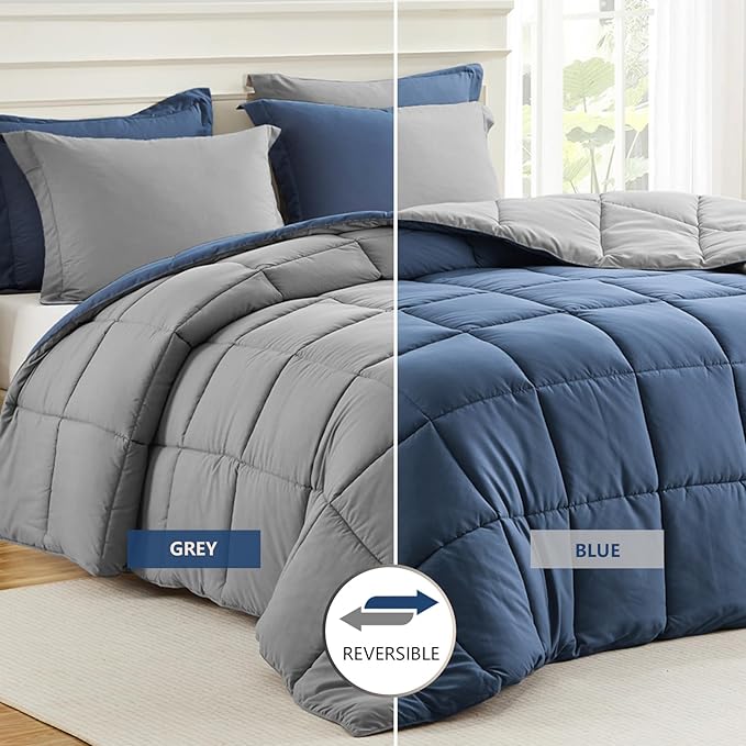 Homelike Moment Queen Comforter Set Blue, Comforters Queen Size Set Lightweight - Image 2