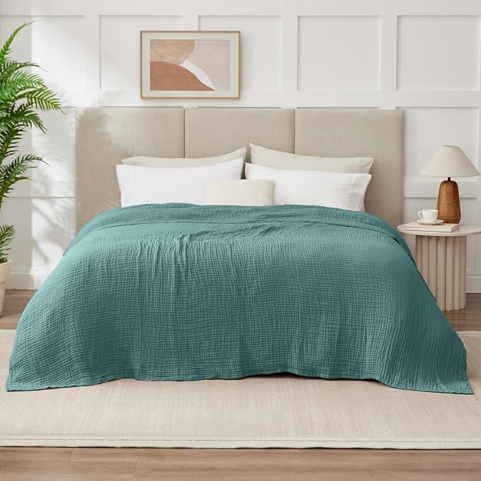 100% Cotton Muslin Blanket California King 120" x 90", 6 Layers Breathable and - Image 4