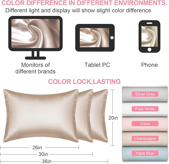 Silk Pillow Cases 2 Pack Standard Size - Image 7