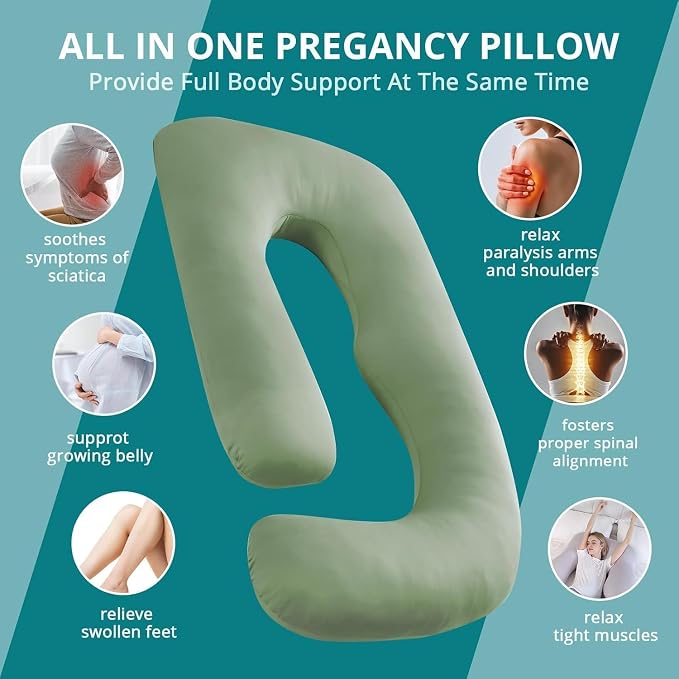 Sasttie Pregnancy Pillows for Sleeping, Jumbo U Shaped Cooling Full Body Pillow - Image 7
