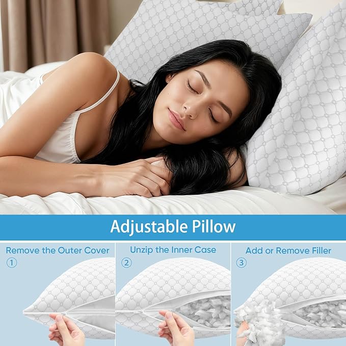 OAISZ Shredded Memory Foam Pillow, Standard Size Cooling Adjustable Firm Bed - Image 7