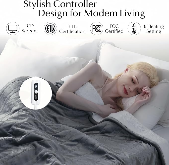 SNUGSUN Heated Blanket Throw Size, Soft and Cozy Electric Heating Blanket - Image 3