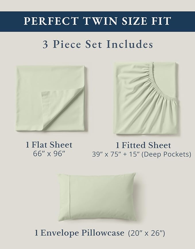 LANE LINEN 100% Organic Cotton Twin Sheets, Soft & Comfy Percale Weave - Image 4