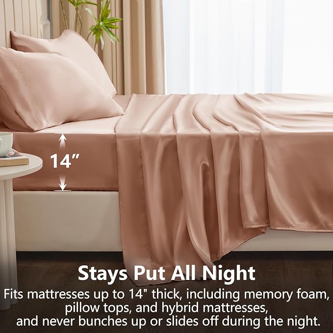 CozyLux Satin Sheets Queen Size Bed Set - Image 4