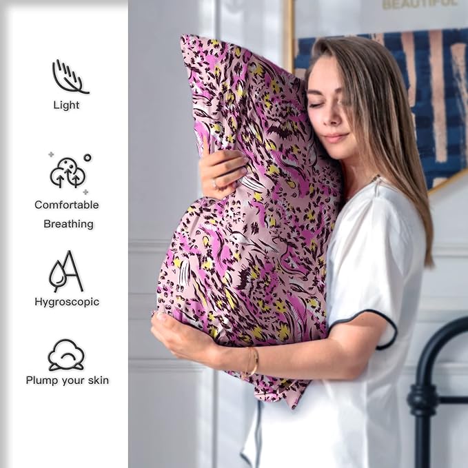 Mulberry Silk Pillowcase for Hair and Skin Standard Size Leopard Print Pillow - Image 5