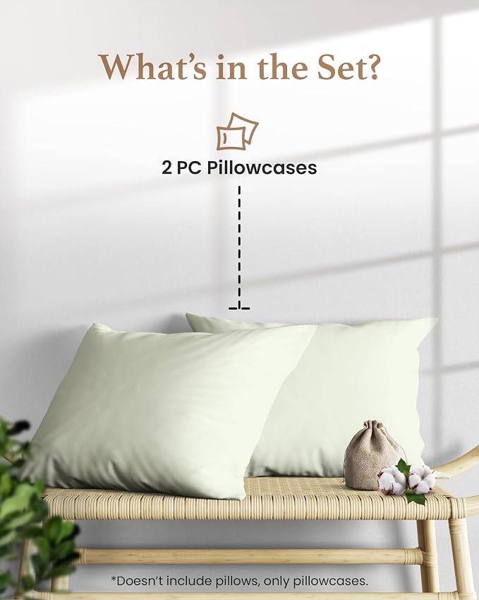 1000 TC Sage Standard Pillowcases Set of 2 100% Egyptian Cotton Pillow Cases - Image 2
