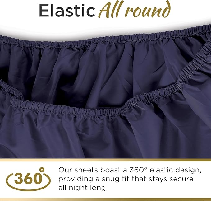 Microfiber 2 Navy Twin XL Fitted Bottom Bed Sheets 1800 Ultra Soft and Comfy - Image 7