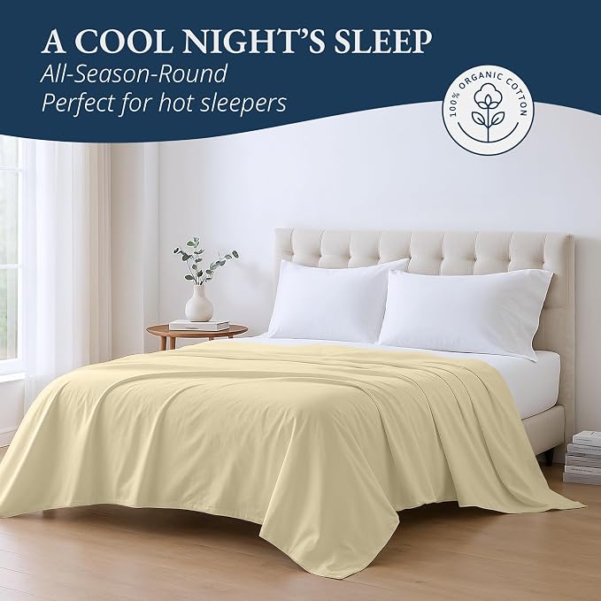 Lane Linen 100% Organic Cotton Full Size Flat Sheet Only - Image 4