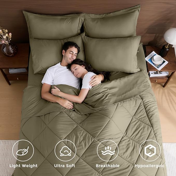 HEVUMYI Olive Green Twin Comforter Set - Image 2